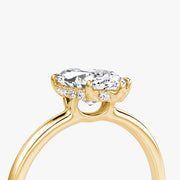 Marquise Cut - Plain Band Hidden Halo - Classic Engagement Ring- 14 K Gold